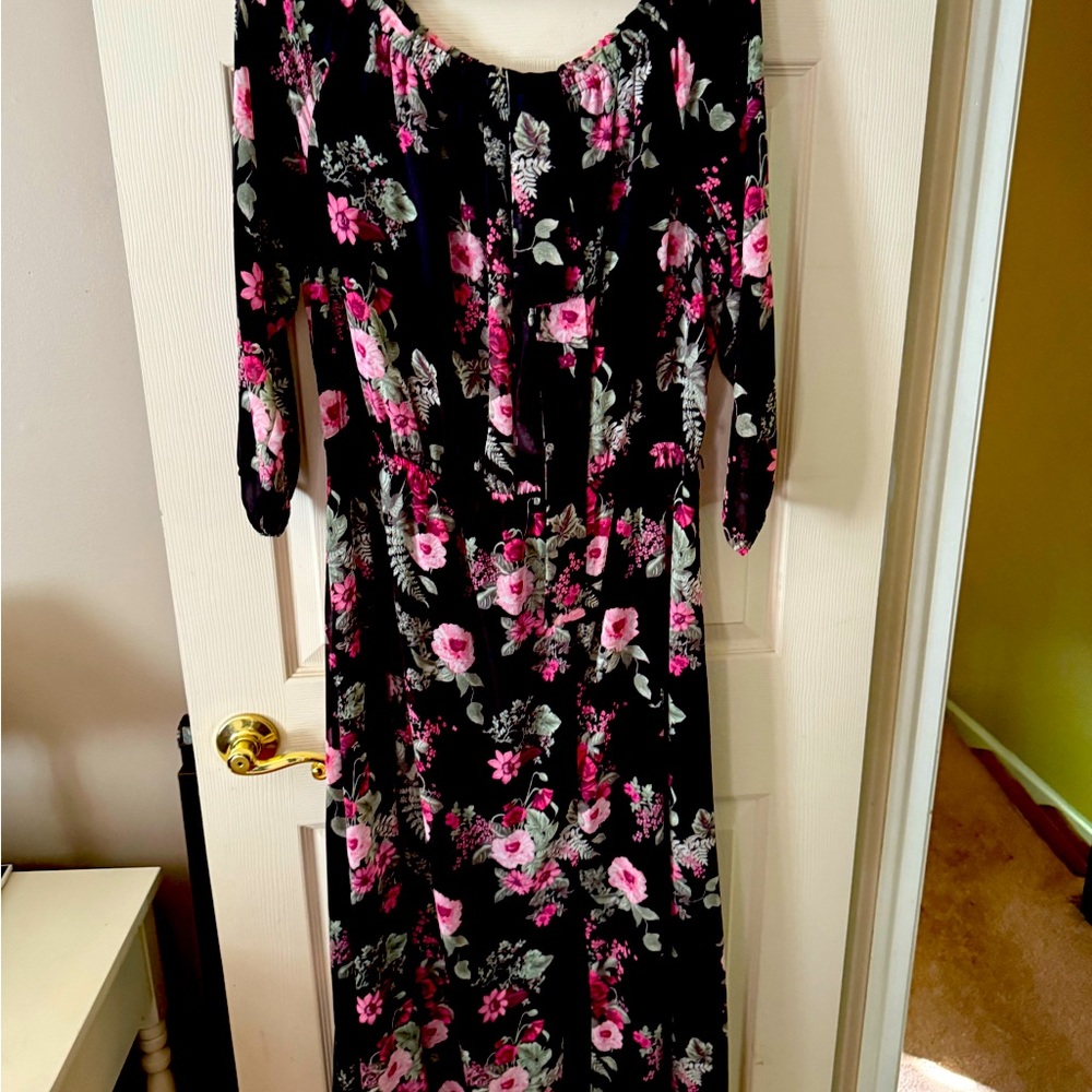 Nine West Pink and Black Bishop Sleeve Sundress